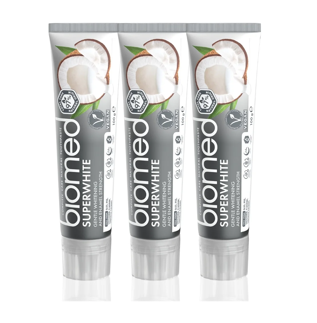 BIOMED Superwhite s kokosovým olejem bělicí zubní pasta na citlivé zuby 3x100 g