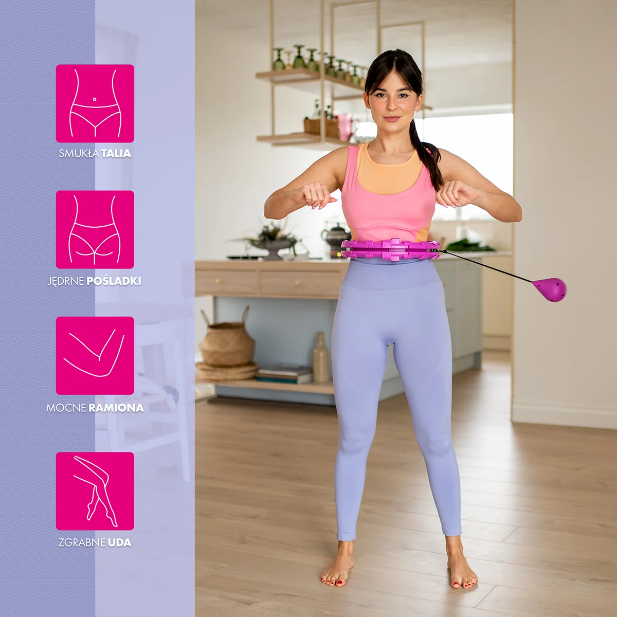 HMS Masážní hula hoop FH01 se závažím fialová