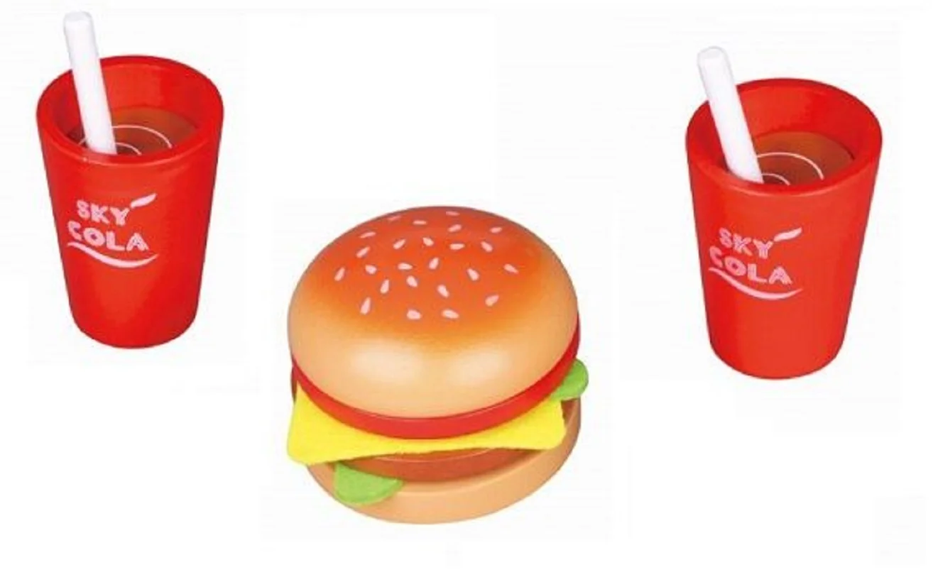 Lelin Dřevěná hračka - Fast food sada