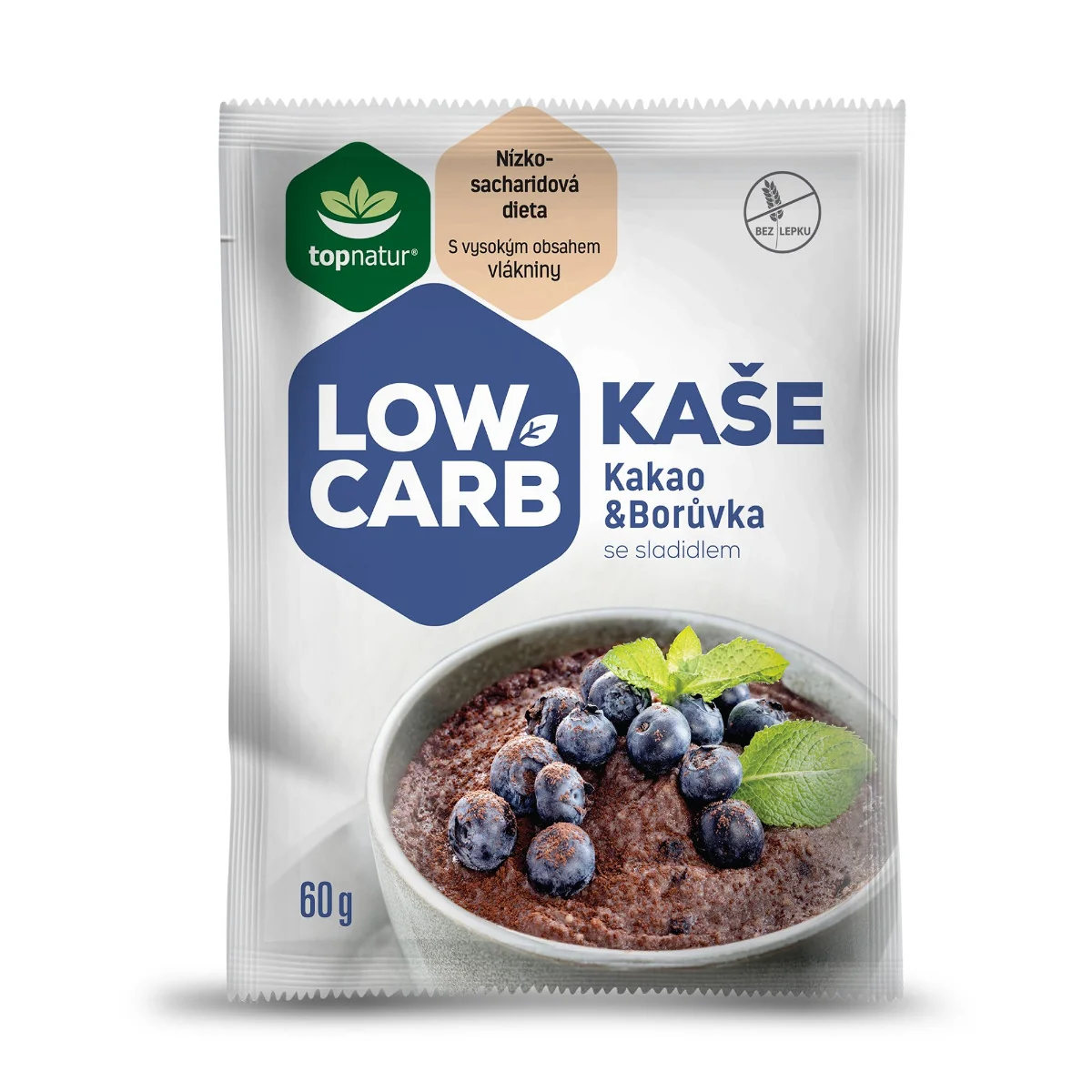 Topnatur Low Carb Kaše kakao & borůvka 25x60 g