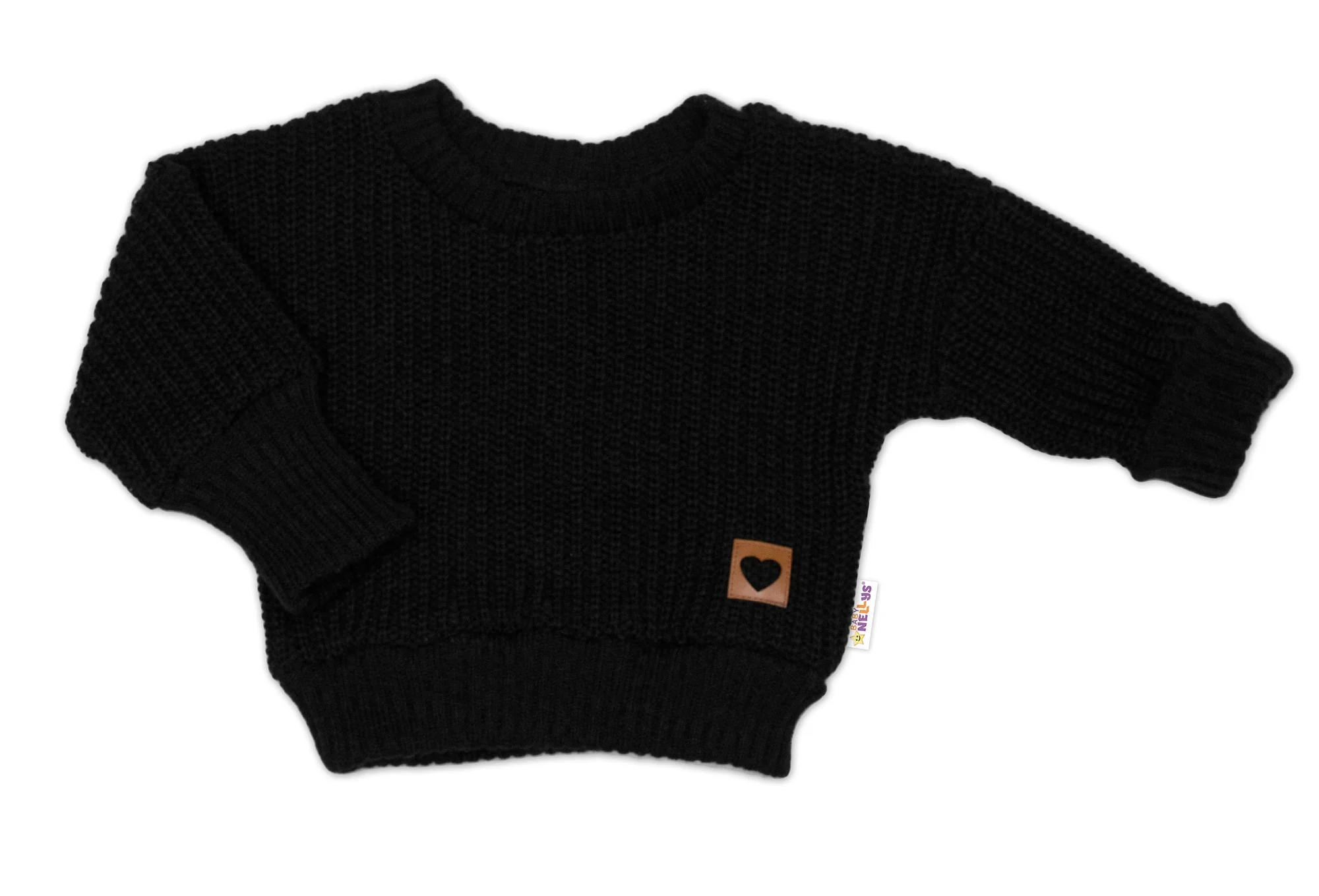 Baby Nellys Rostoucí oversize pletený svetřík pro miminko, černý vel. 80/86