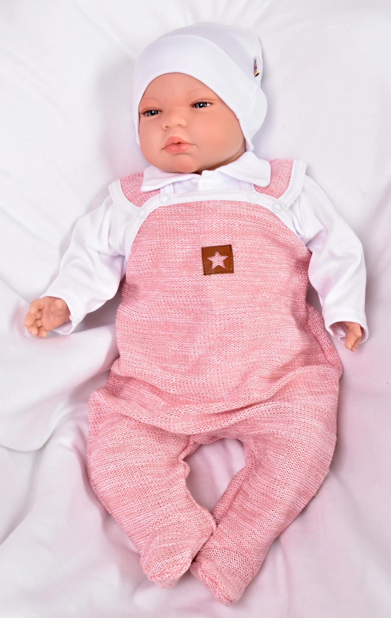 Baby Nellys 2D sada Star, body dl. rukáv,pletené dupačky, růžové,62