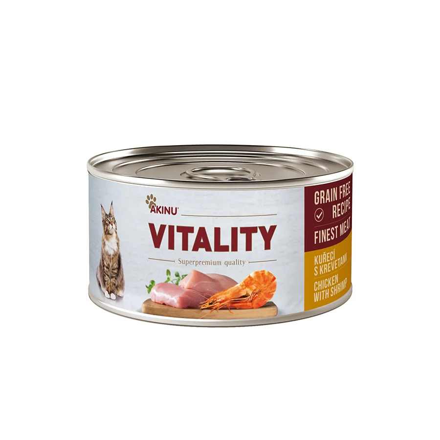 Akinu VITALITY Kuřecí & krevety konzerva pro kočky 10 x 70 g