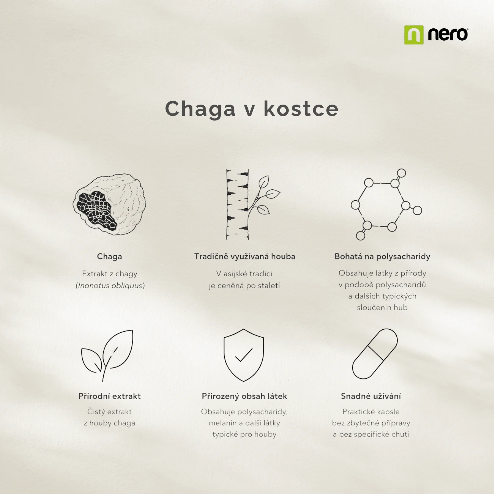NERO Chaga 500 mg 120 kapslí