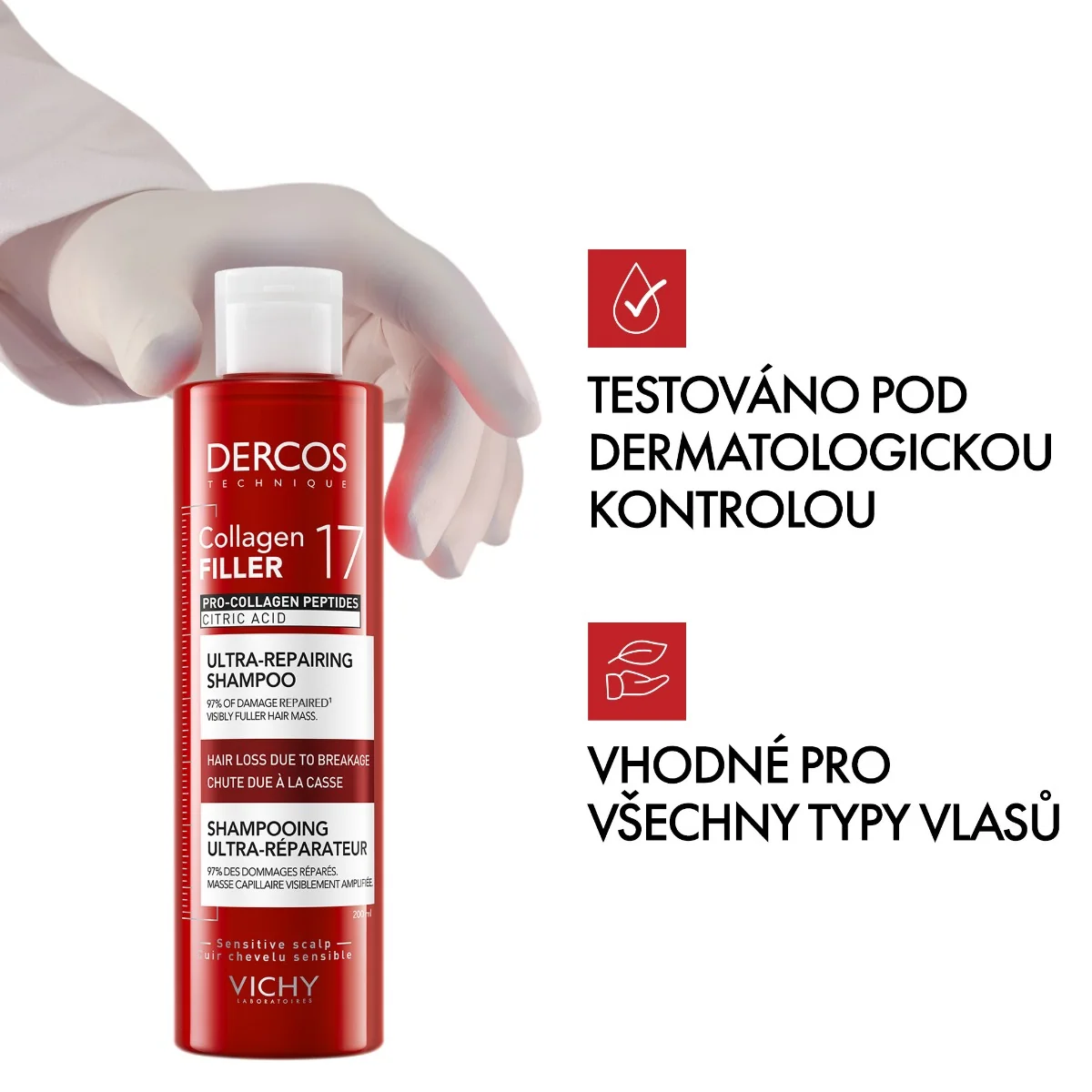Vichy Dercos Collagen 17 Filler ultra-regenerační šampon 200 ml