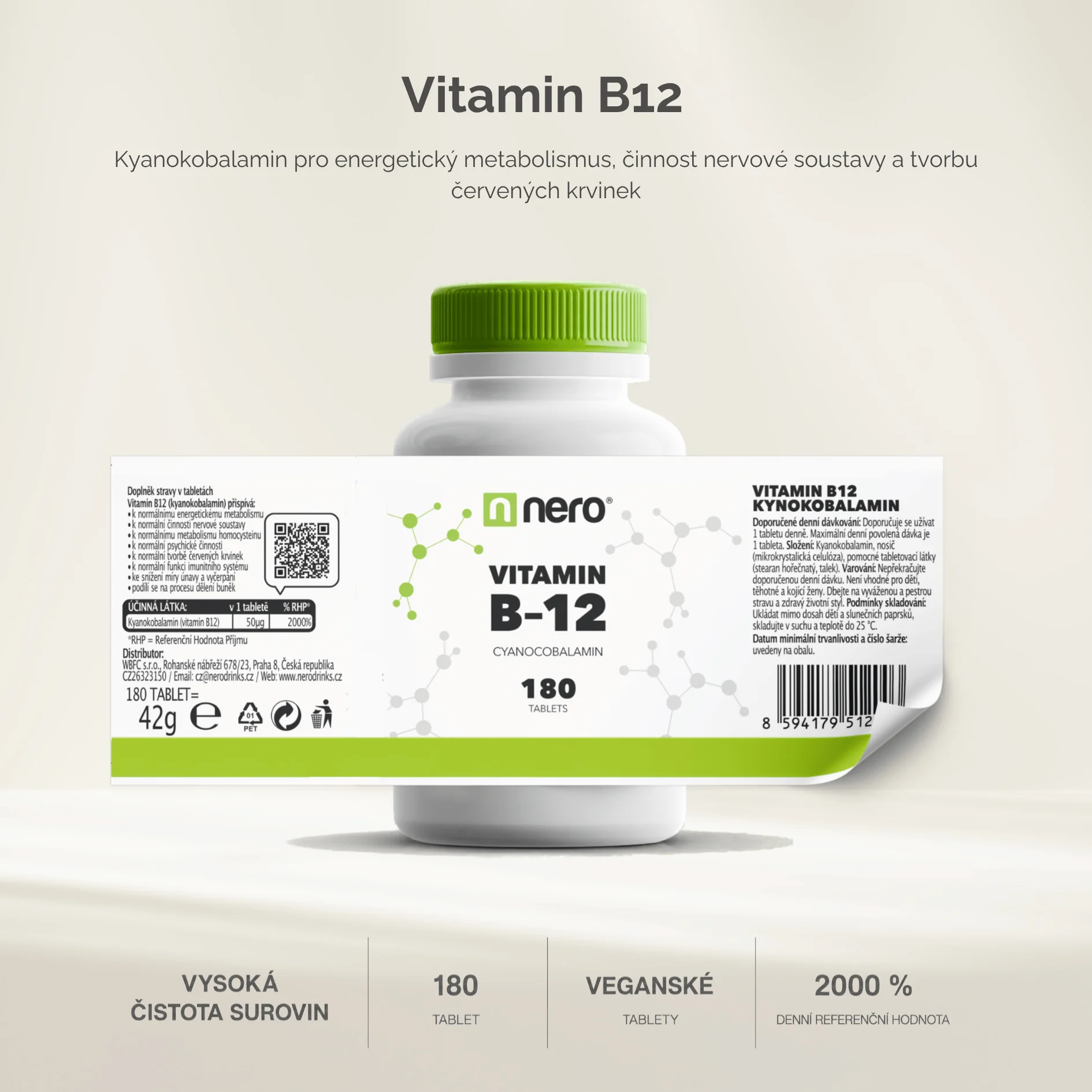 NERO Vitamin B12 Cyanocobalamin Premium 180 tablet