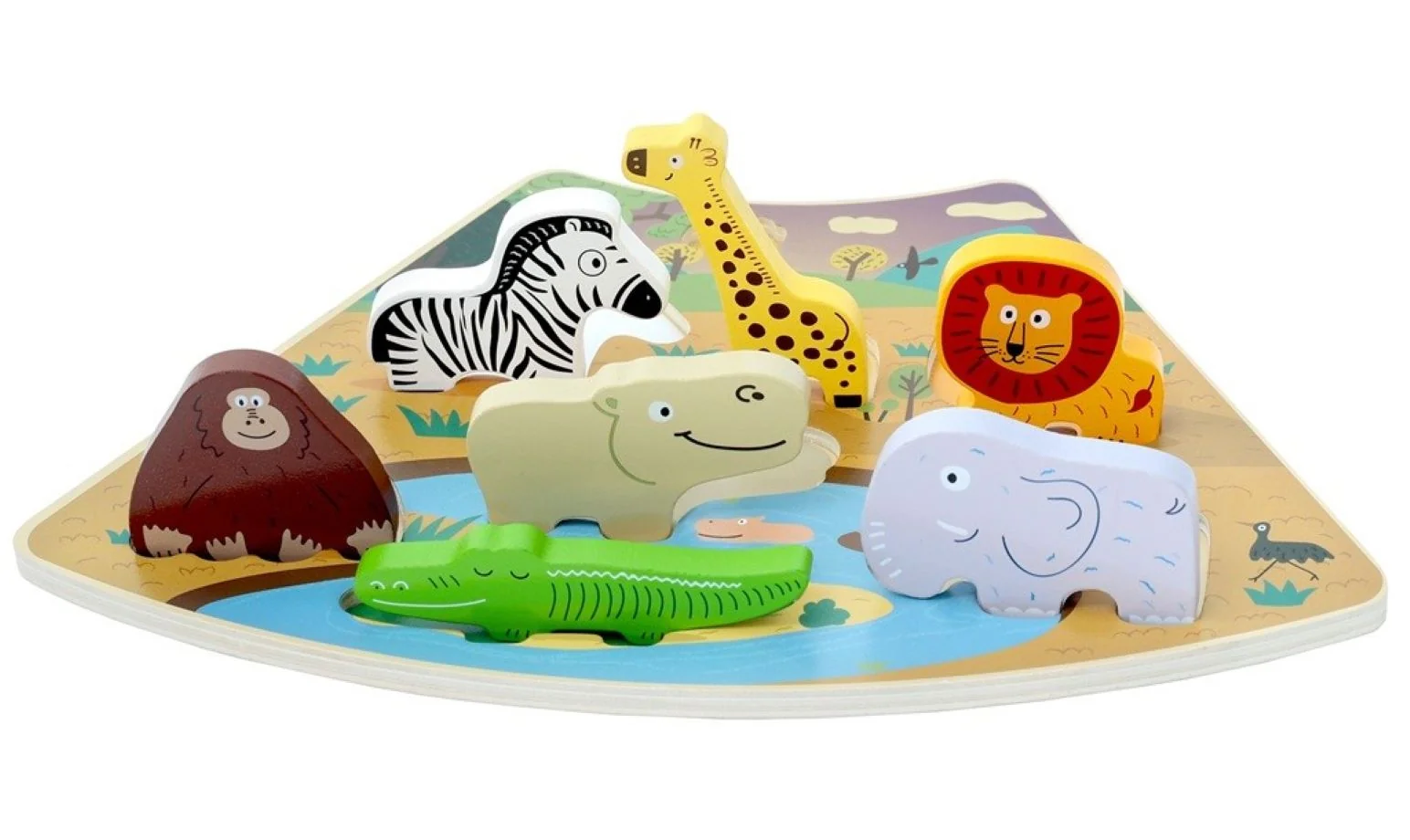 2Kids Toys Dřevěné puzzle Safari propojitelné, 7 dílů