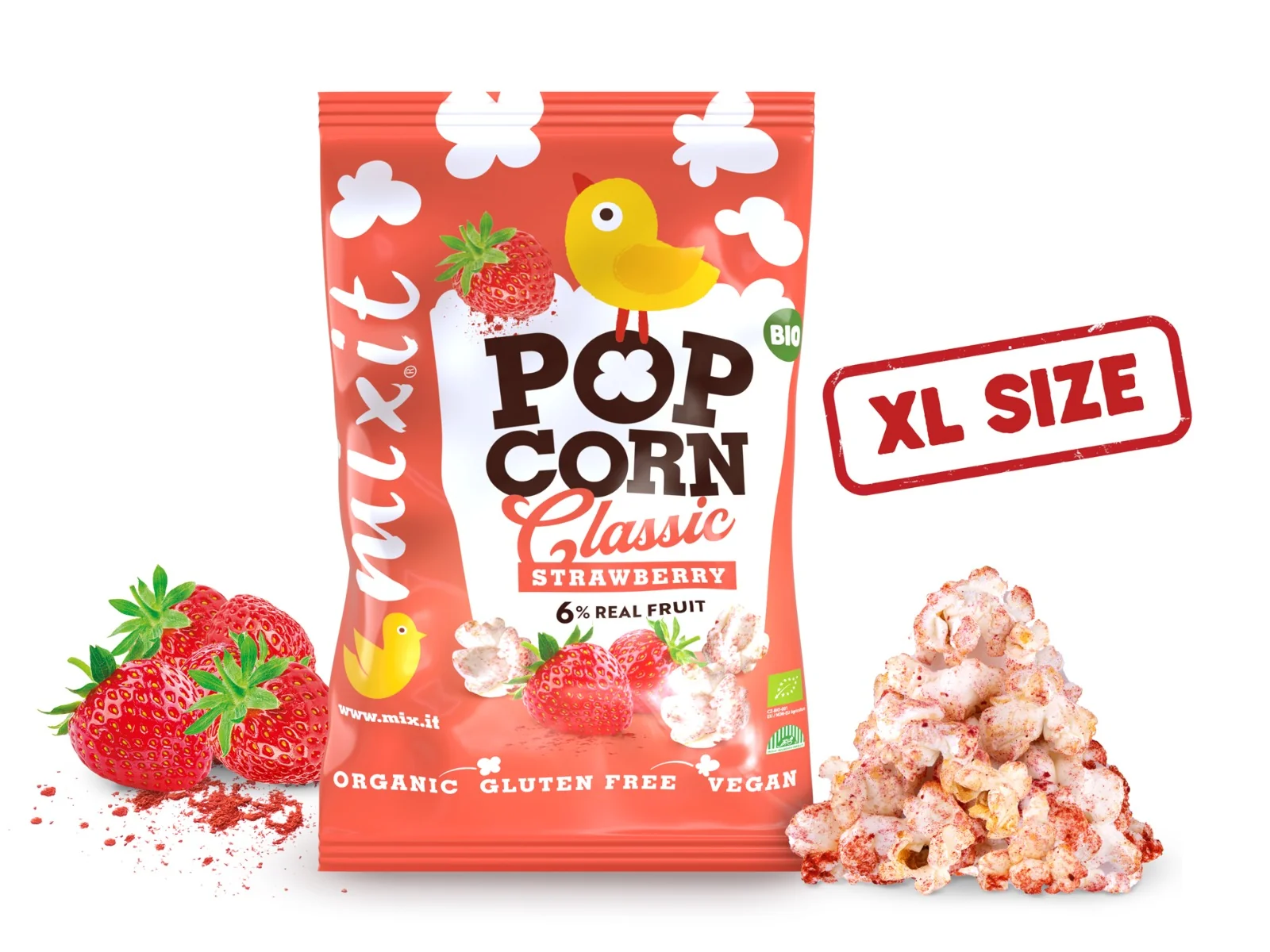 Mixit Velký BIO popcorn Jahoda 75 g