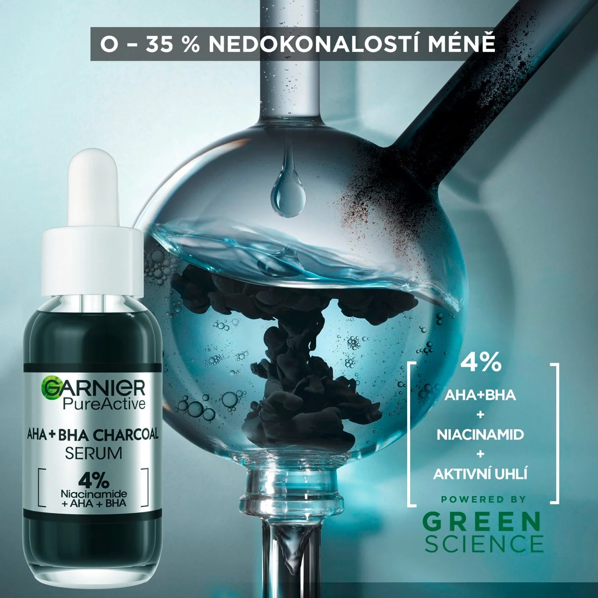 Garnier Pure Active AHA + BHA Charcoal sérum proti nedokonalostem 30 ml