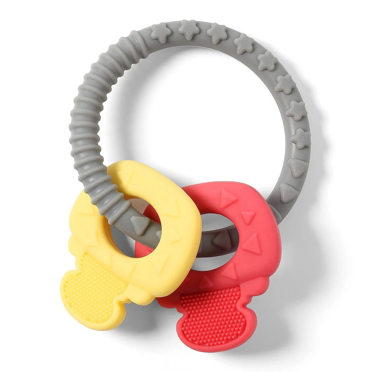Babyono Dětské kousátko ORTHO 486 - šedá, žlutá, červená,