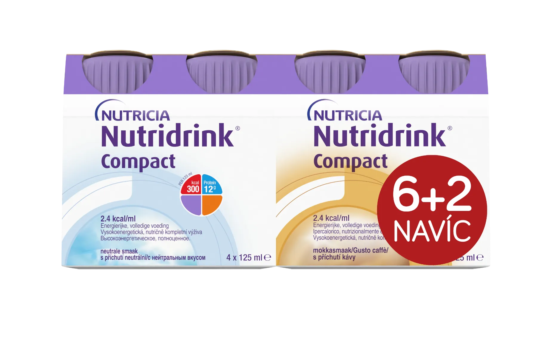 Nutridrink Compact 6+2 s příchutí neutral-káva 8x125 ml