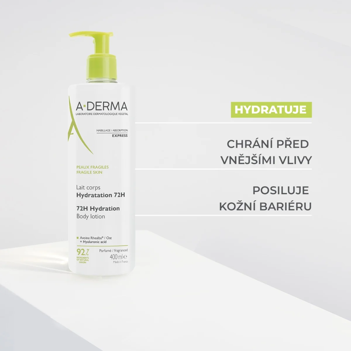 A-Derma Tělové mléko 72h hydratace 400 ml