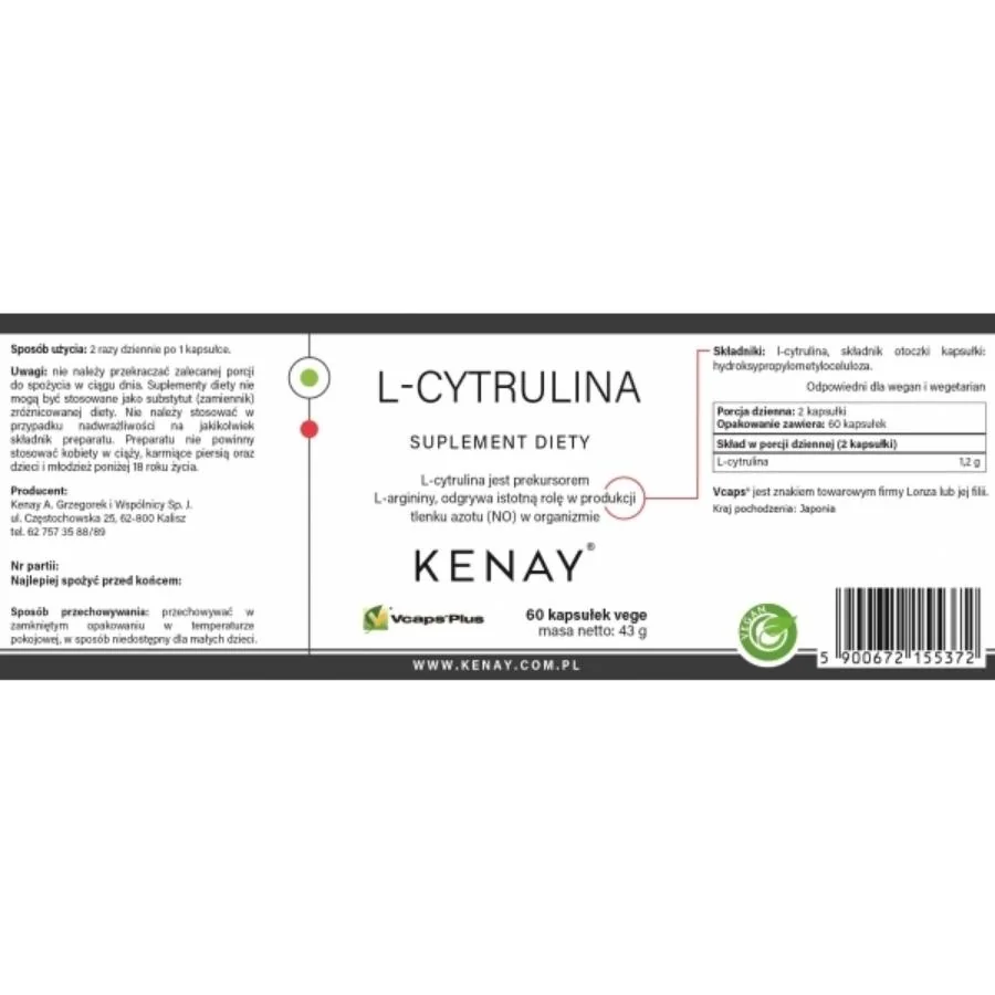 Kenay L-citrulin 1000 mg 60 kapslí
