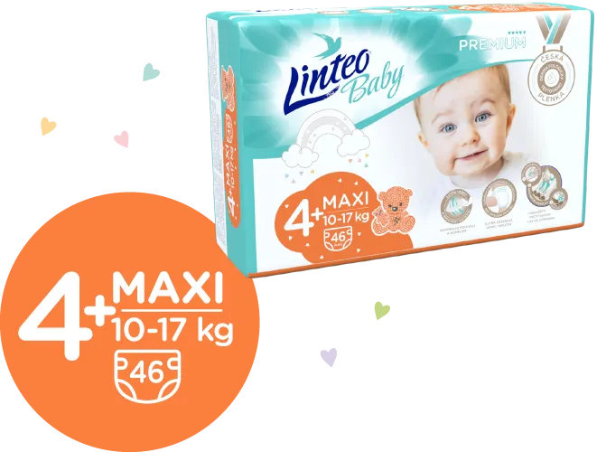 Linteo Baby PREMIUM 4+ Maxi 10-17 kg dětské plenky 46 ks