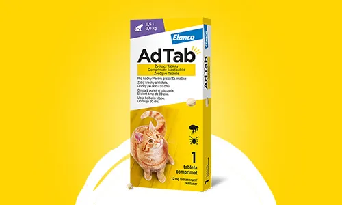 AdTab Žvýkací tablety pro kočky - účinnost proti klíšťatům a blechám.