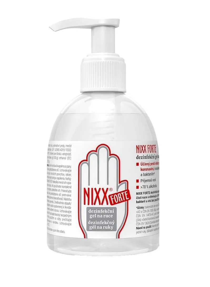 NIXX FORTE Dezinfekční gel na ruce 250 ml s dávkovačem