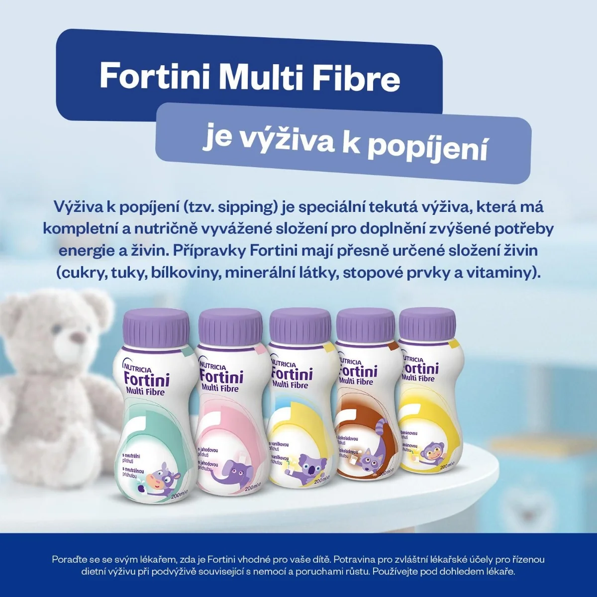 Fortini Pro děti s vlákninou Vanilka 200 ml