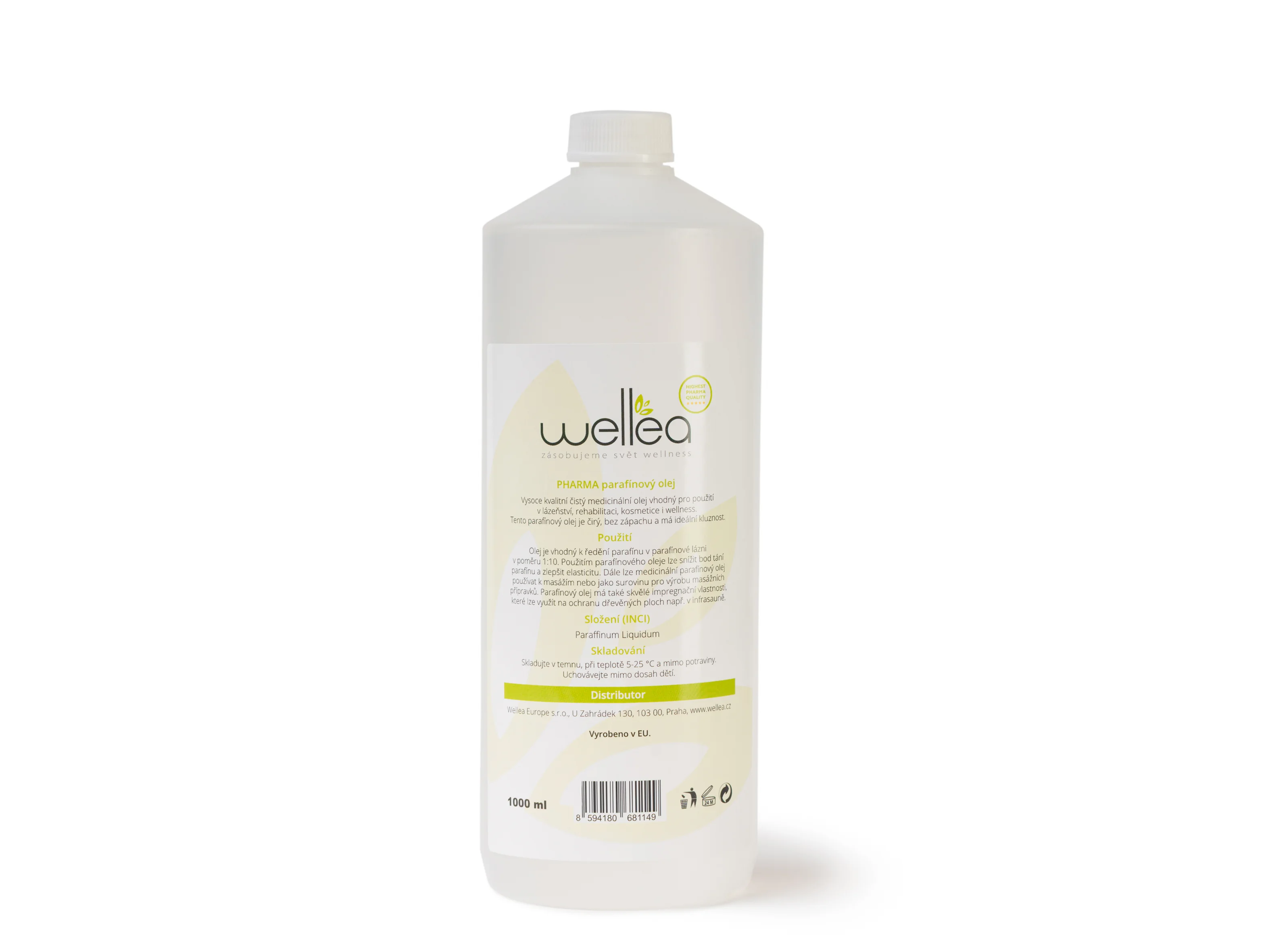 Wellea Europe Parafínový olej, 1 litr