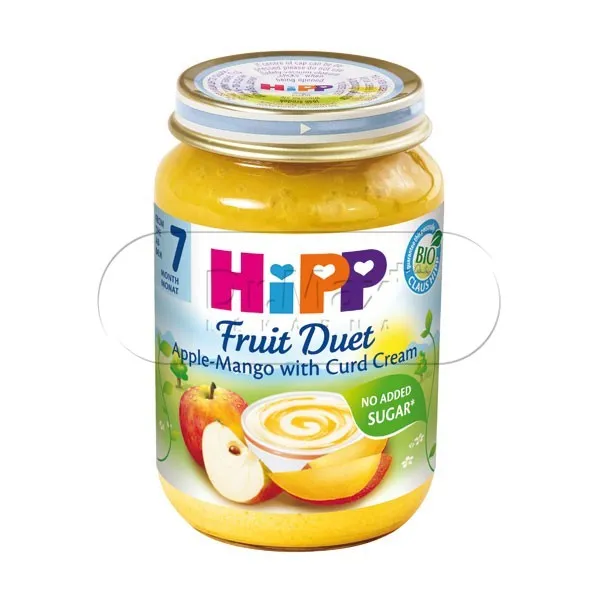 HIPP OVOCNÝ DUET BIO jablečno-mangový s tvarohovým krémem 160g