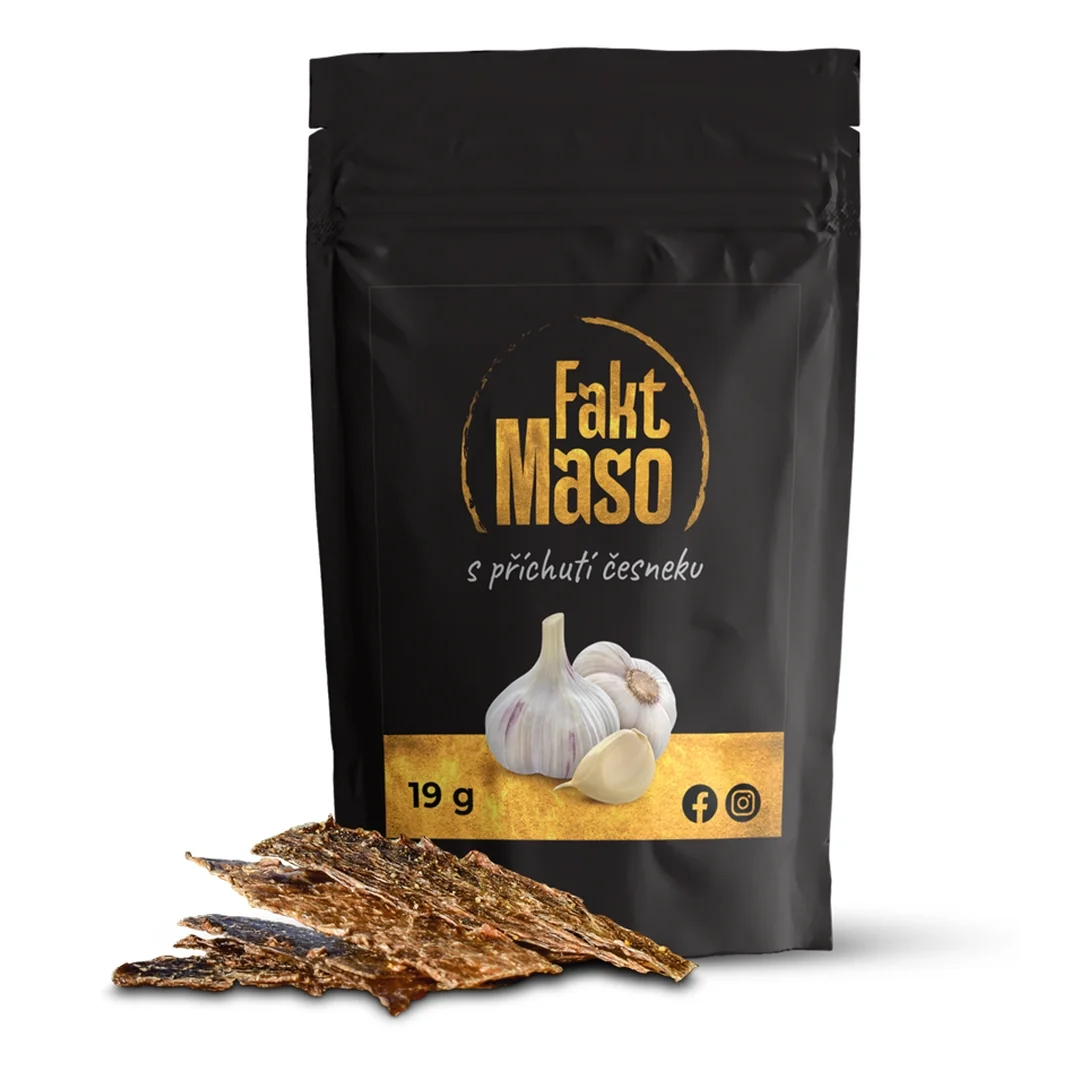 Lyopotraviny Hovězí chipsy Fakt Maso! - sušené maso, 19 g, ČESNEK