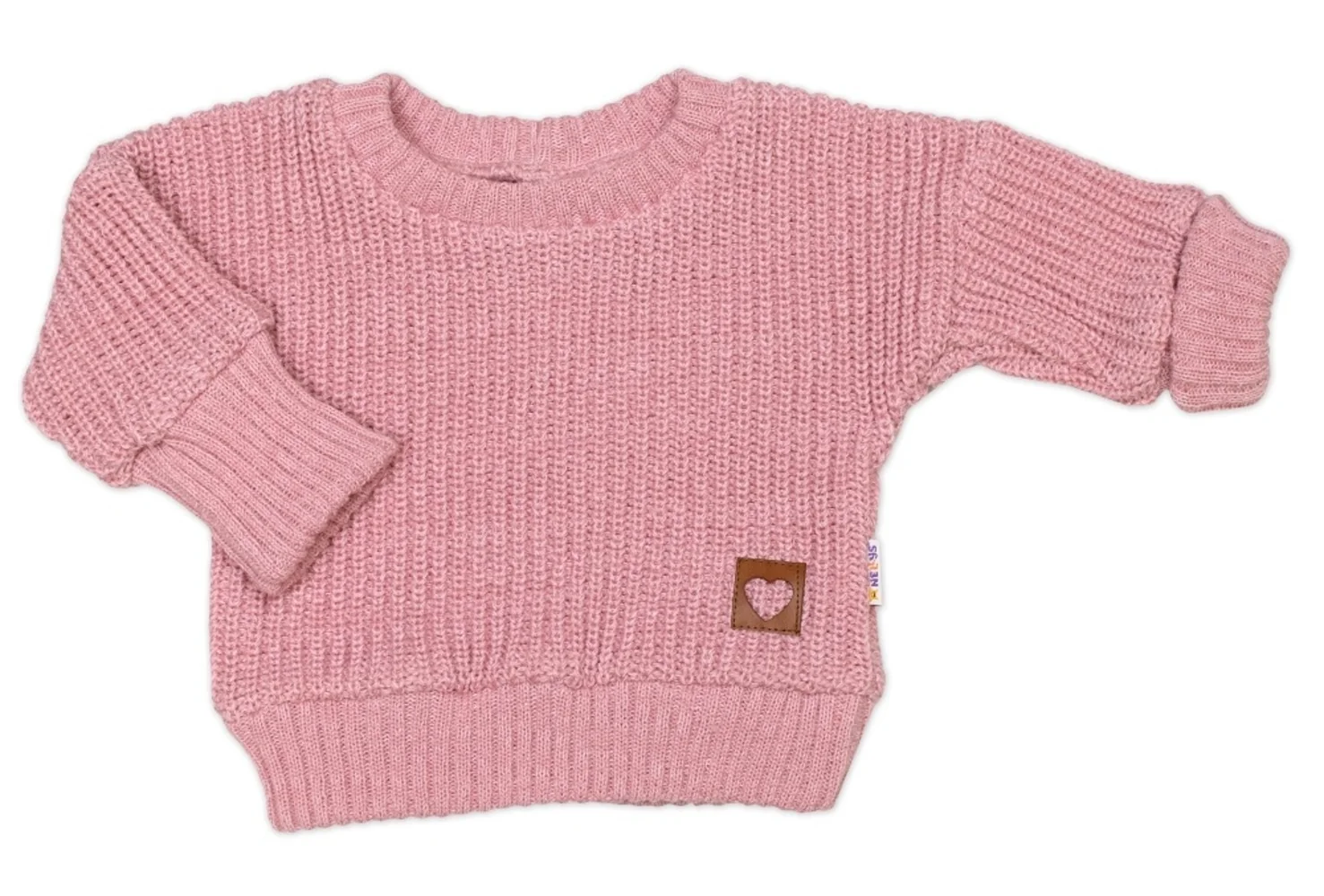Baby Nellys Rostoucí oversize pletený svetřík pro miminko, starorůžová
