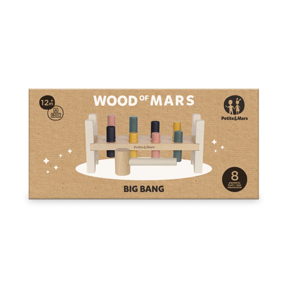 Petite&Mars Hračka dřevěná Big Bang Wood of Mars 12m+ Aurora Pink