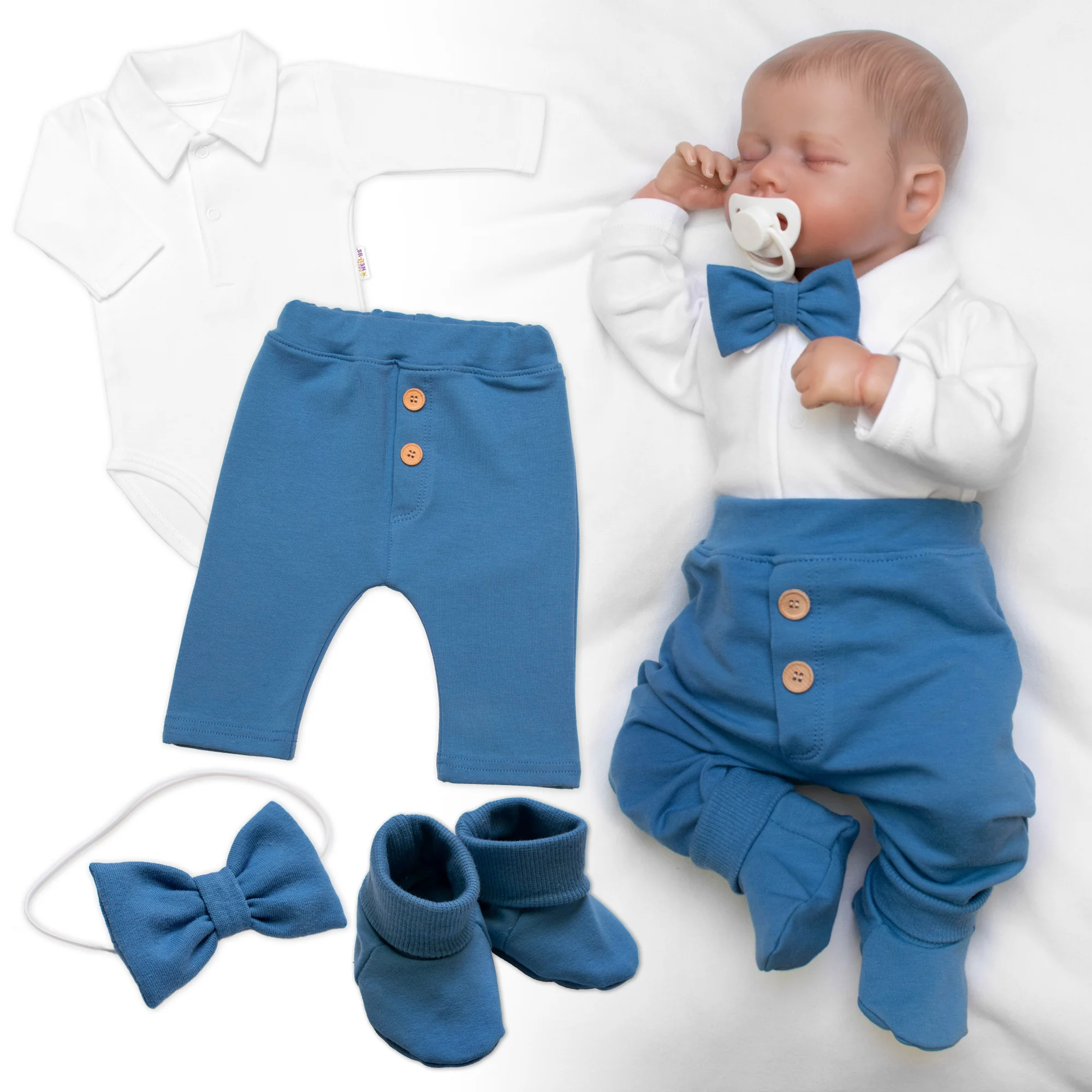 Baby Nellys 4D sada pro chlapečky Baby Elegán - modrý, vel. 62
