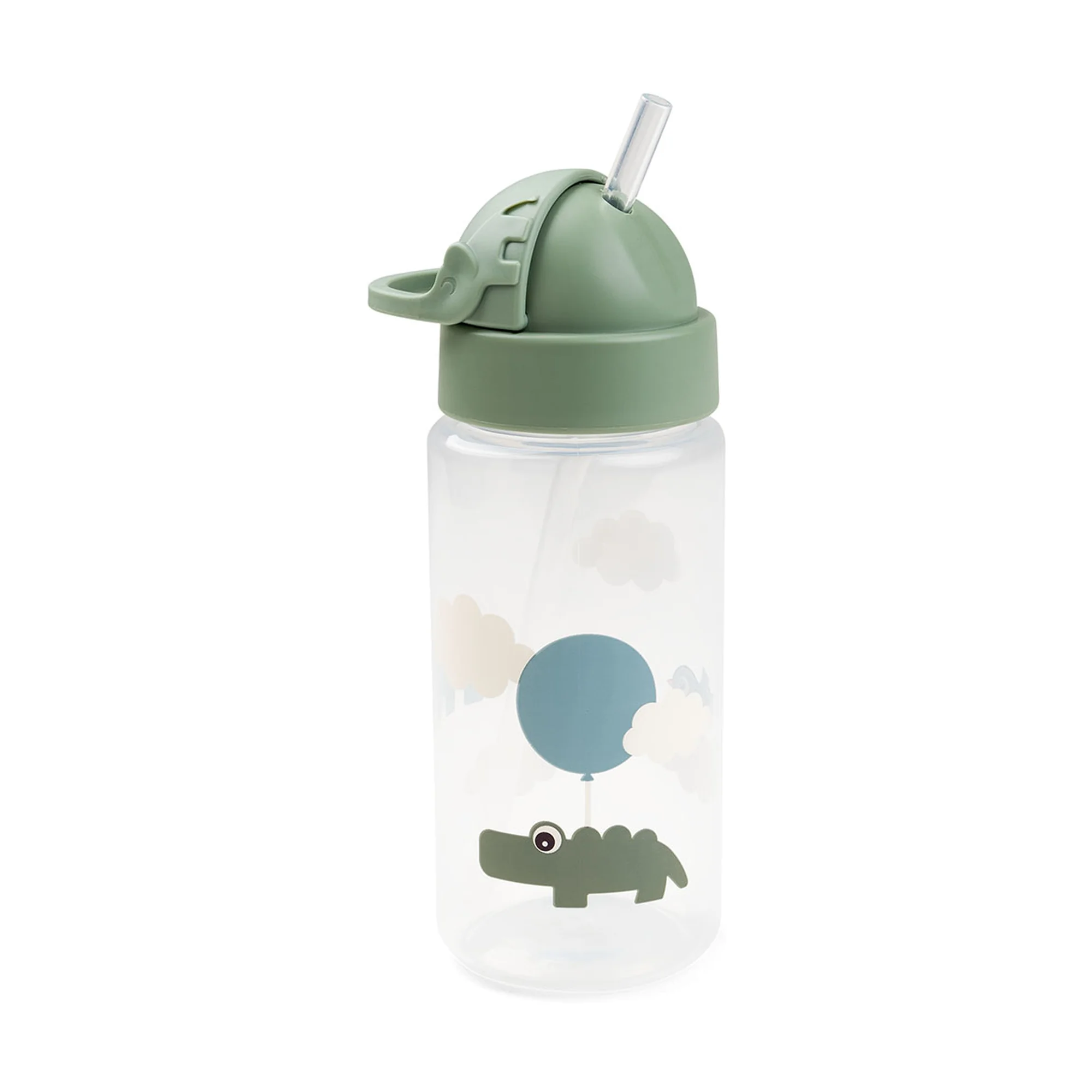 Done by Deer láhev s brčkem Happy clouds, zelená, 350 ml