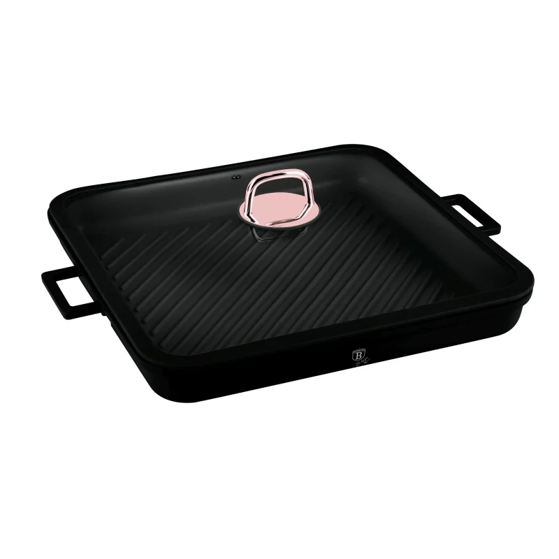 Berlingerhaus Pánev grilovací s titanovým povrchem a poklicí 34 cm Black Rose Collection