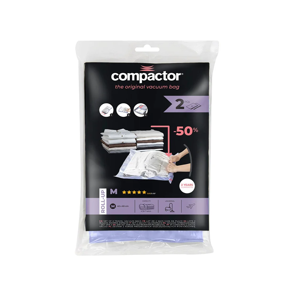 Compactor Jet Roll Bags M 45 x 65 cm 30 litrů cestovní vakuové pytle 2 ks