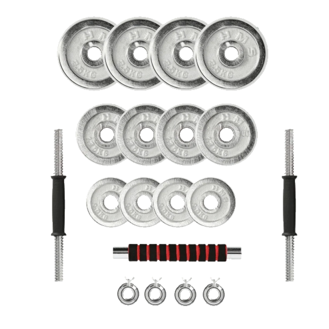 HMS Chromovaný činkový set v kufru STC21 - 21kg
