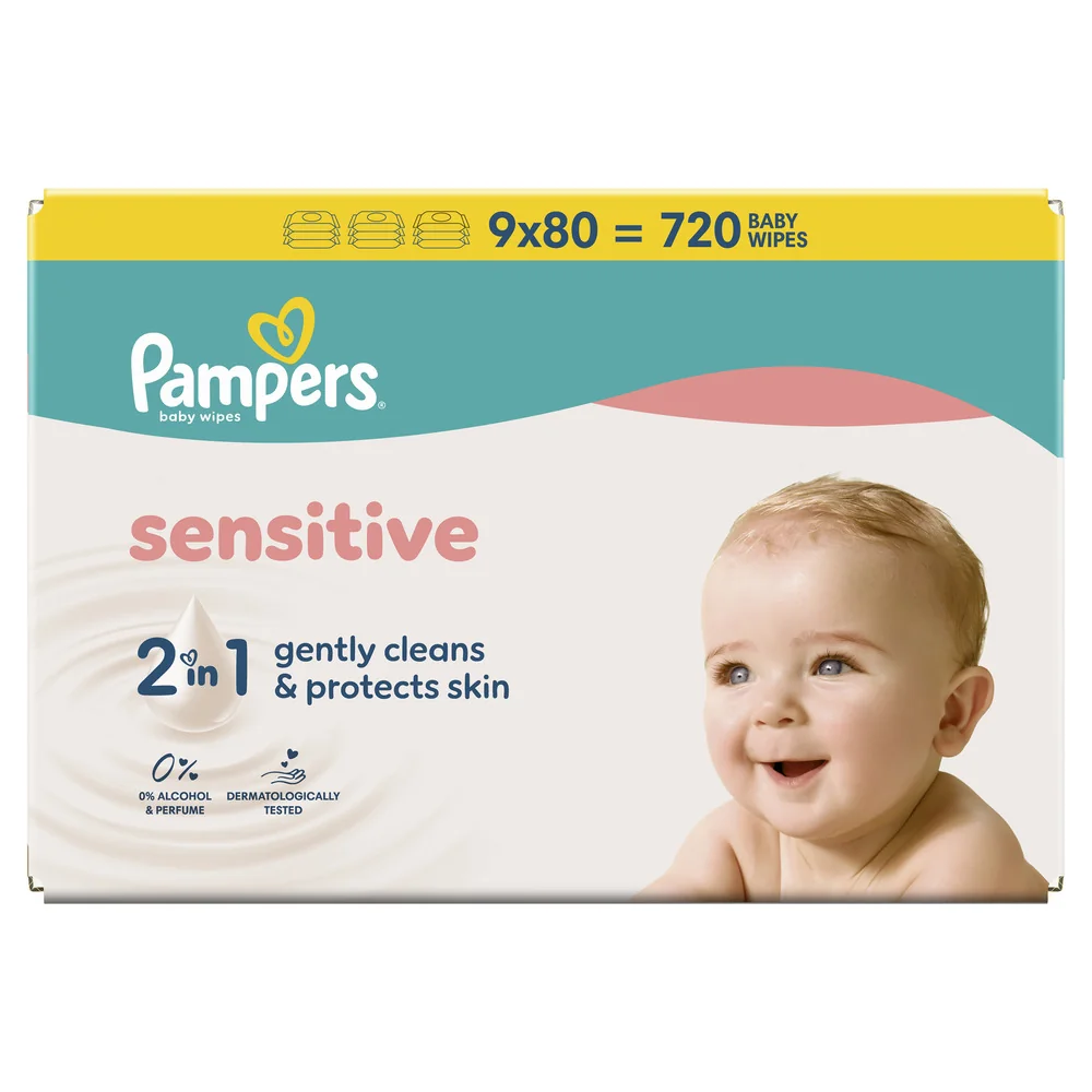 Pampers Sensitive Baby dětské čisticí ubrousky 9x80 ks