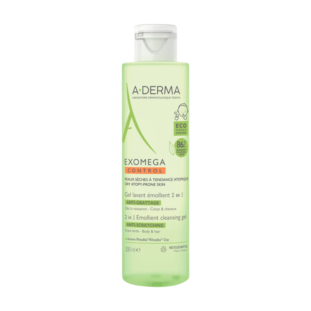A-Derma Exomega Control zvláčňující mycí gel pro suchou kůži se sklonem k atopii 2v1 200 ml