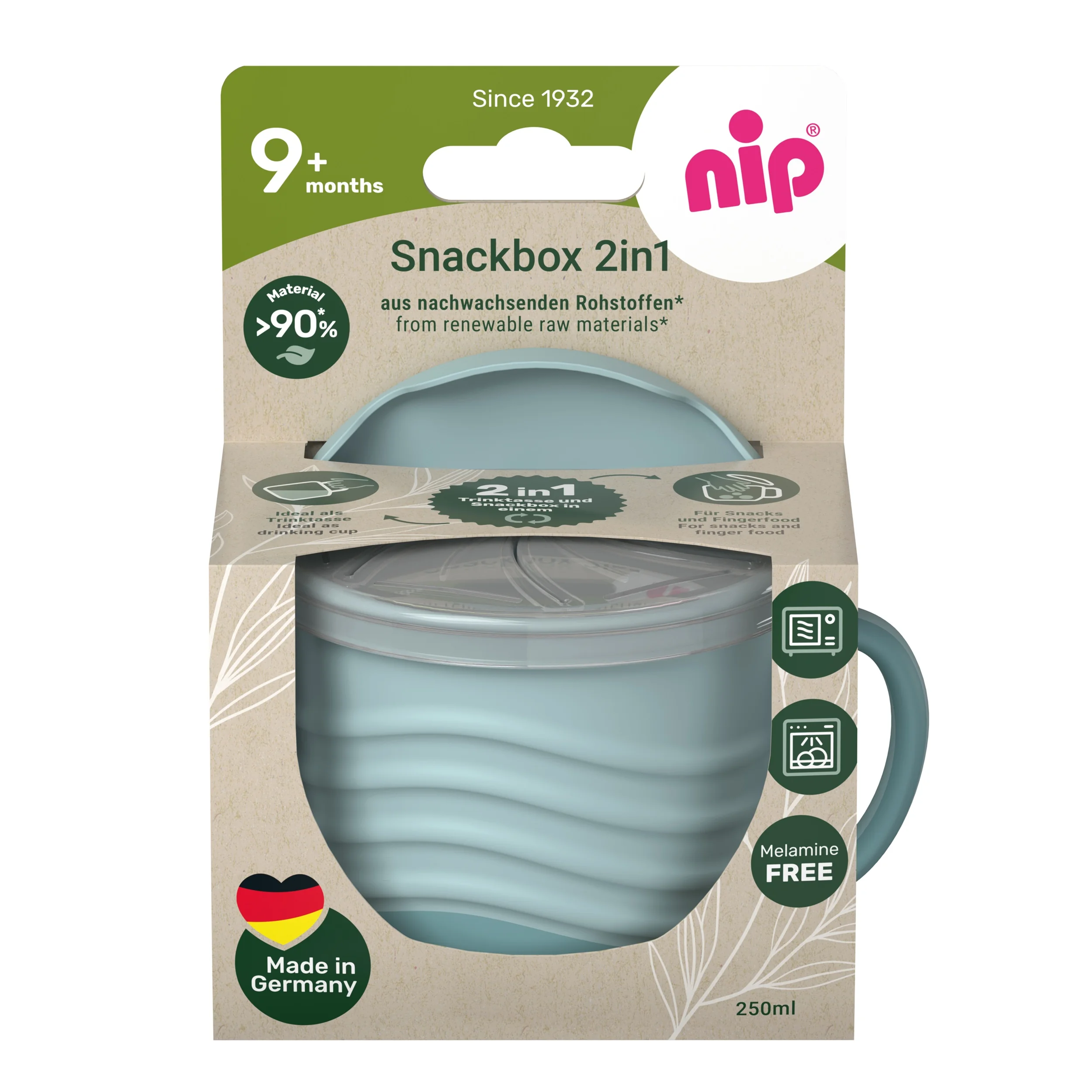 nip NATURE line snackbox 2v1, 1ks, 9m+, blue 