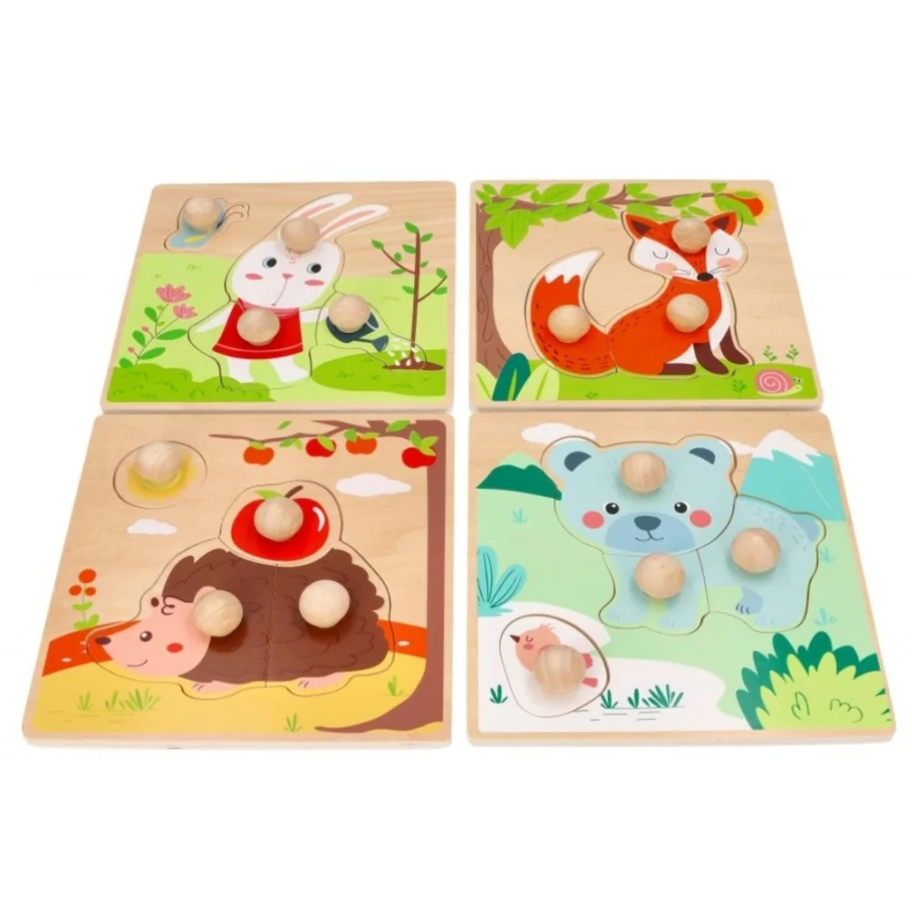 Adam Toys Dřevěné zábavné vkládací puzzle 4 roční období