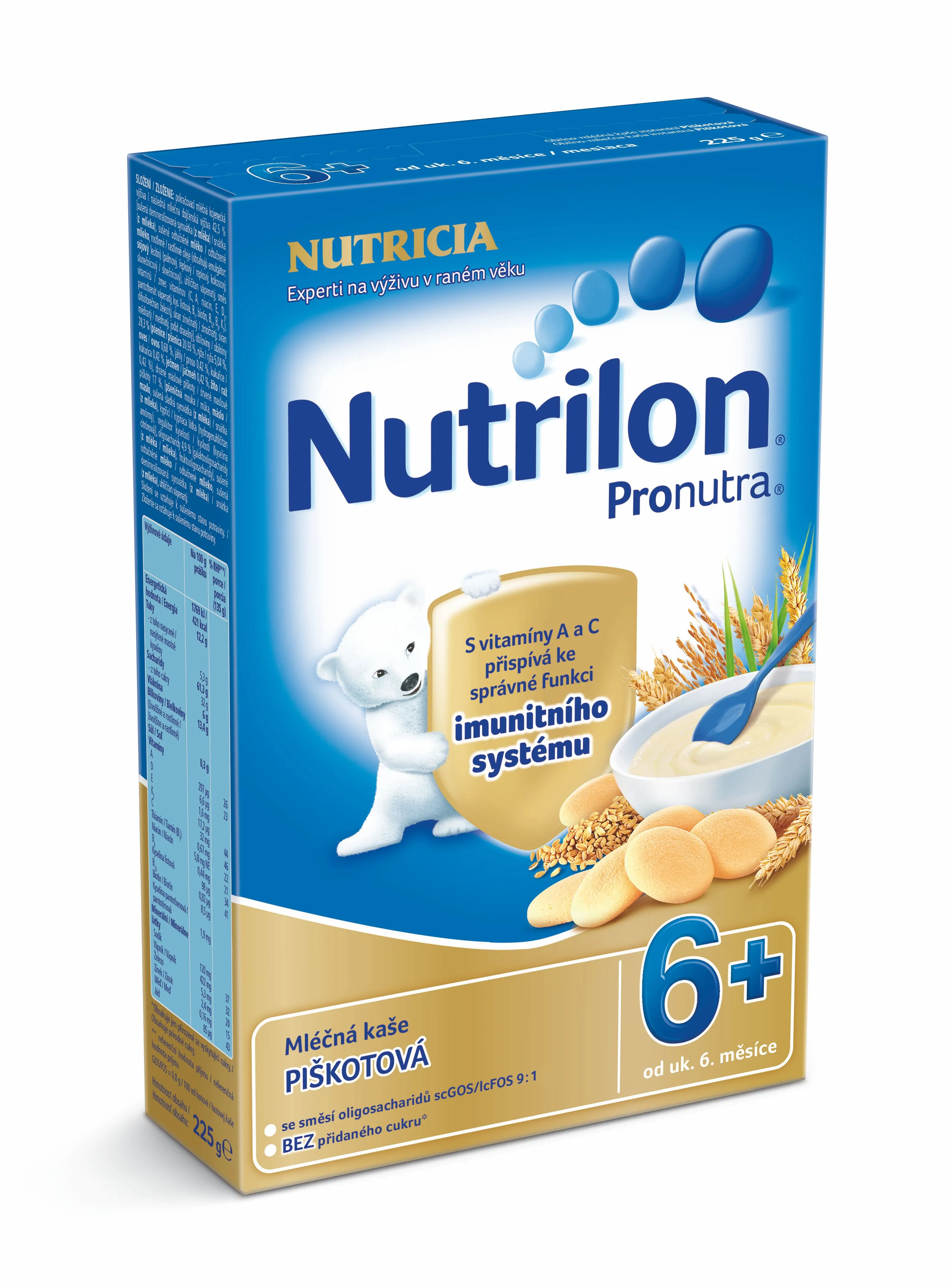 Nutrilon Pronutra 6M mléčná piškotová kaše 225 g