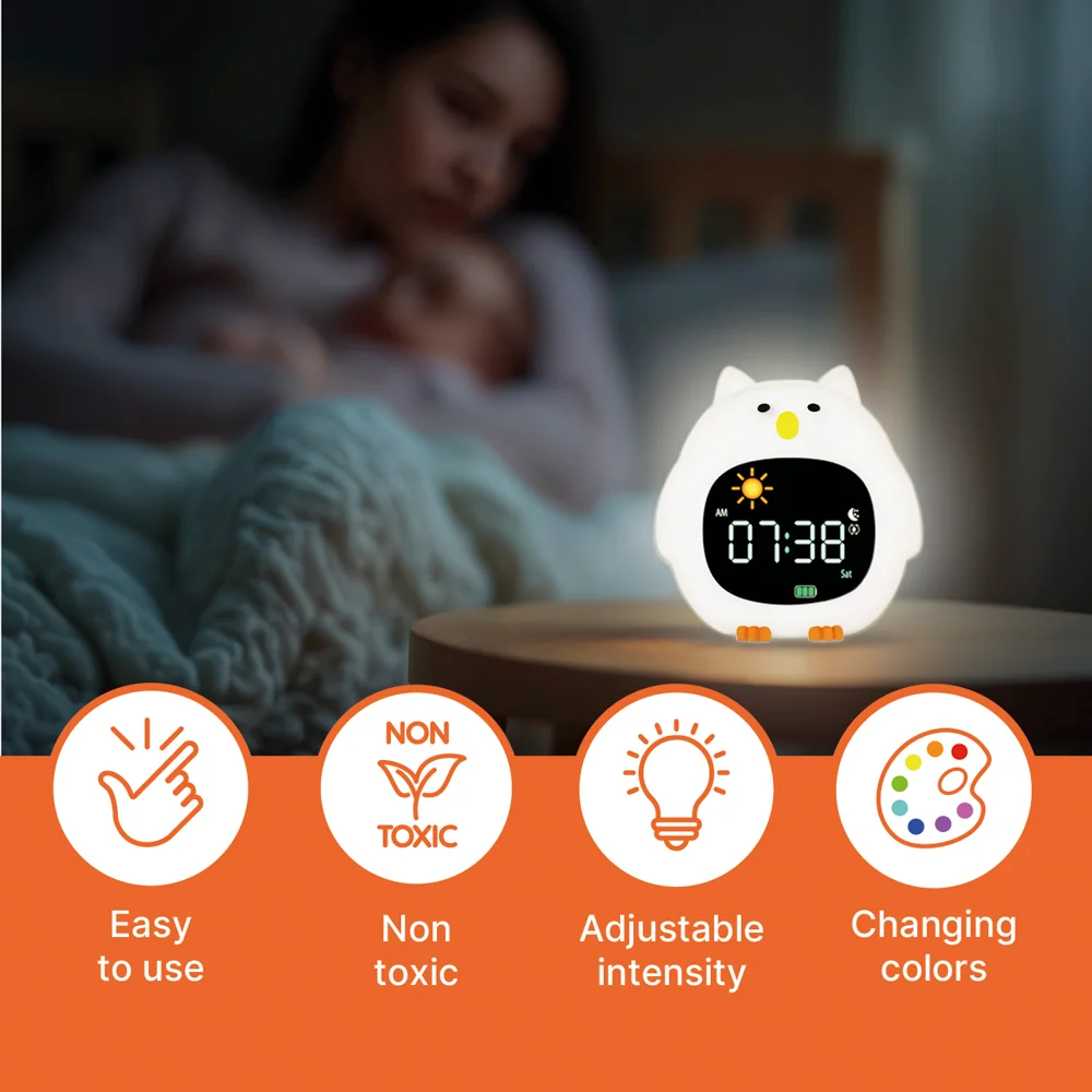 Zopa Silikonový dětský budík s nočním světlem a hudbou, Dog 1