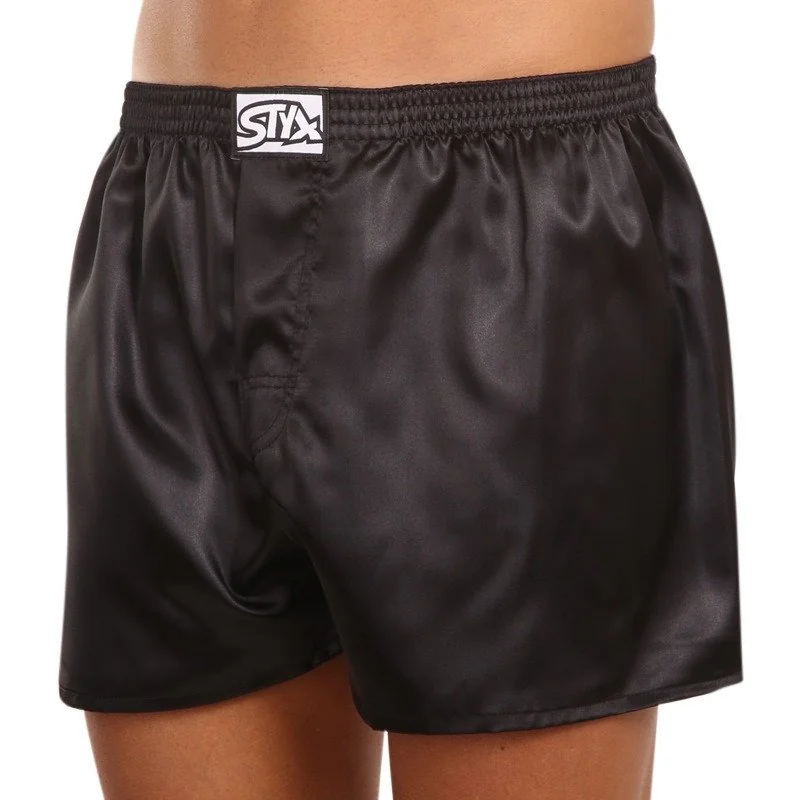 Styx 3PACK pánské trenky klasická guma saténové černé (3C0960) XL