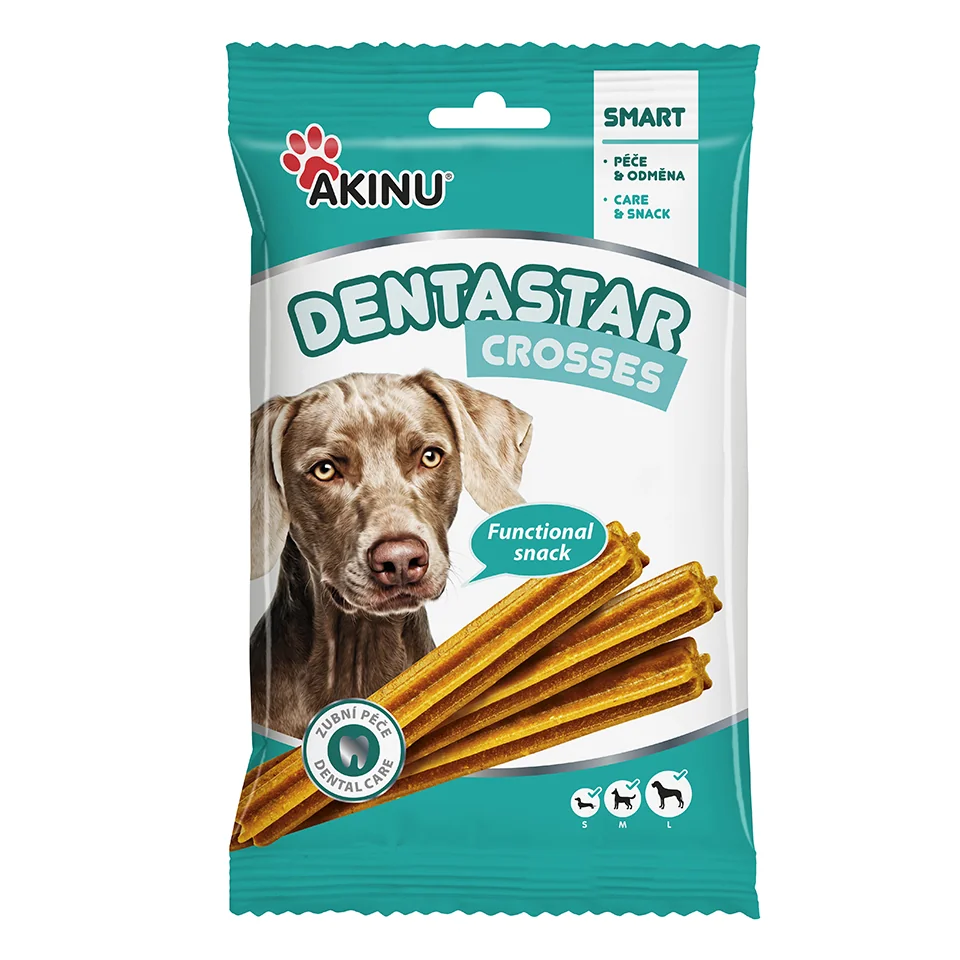 Akinu DENTASTAR Tyčky pamlsek pro psy dentální žvýkací 6 x 7 ks