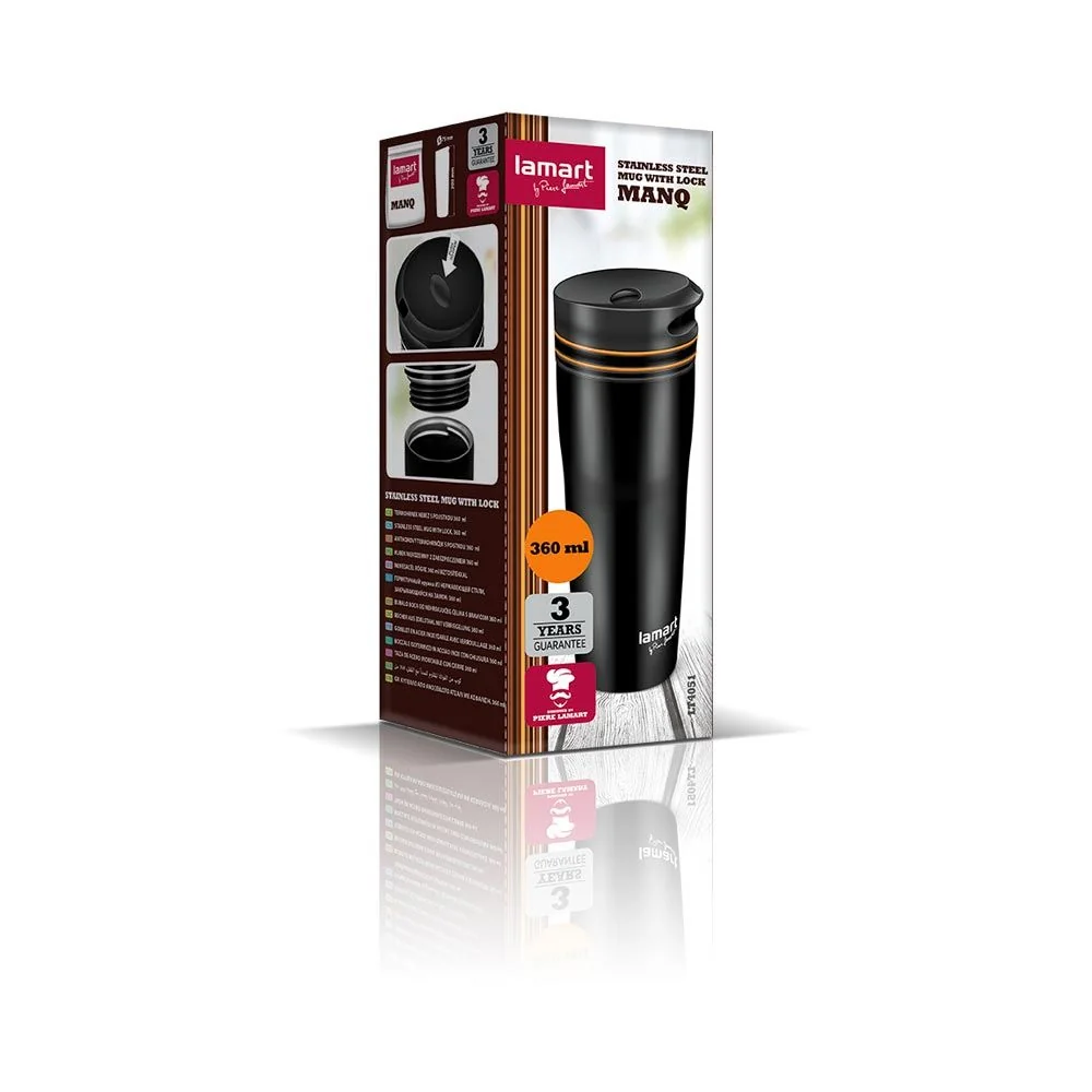 LAMART LT4051 Manq 360 ml termohrnek černá/oranžová