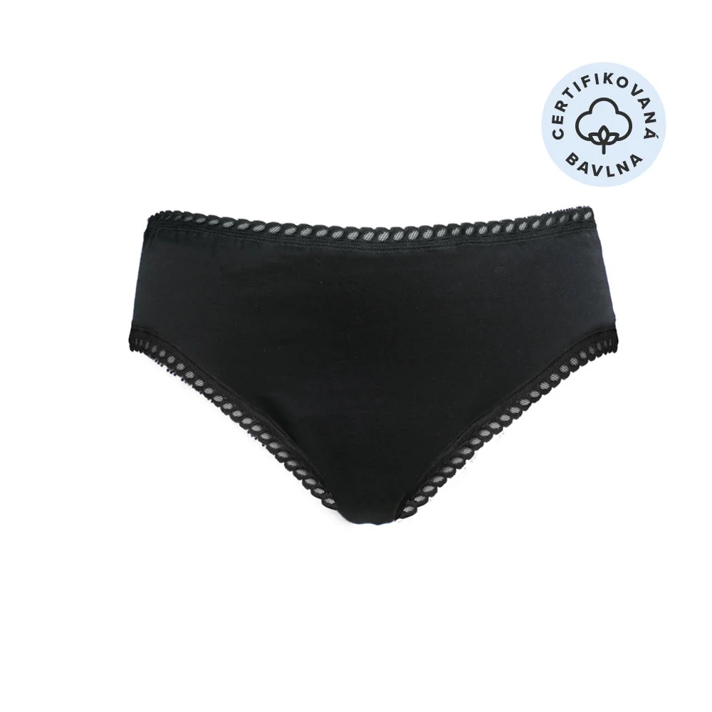 Ecodis Menstruační kalhotky Panty na střední menstruaci - černé XL