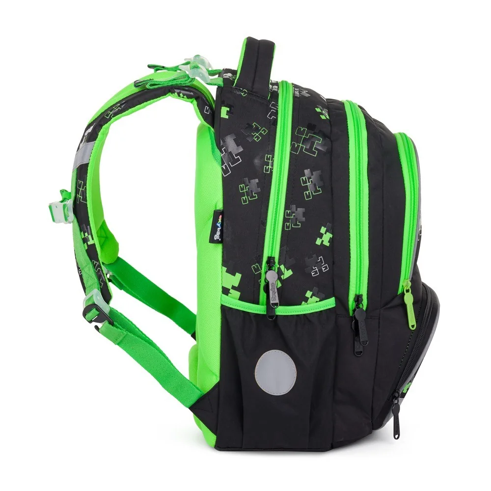 Oxybag OXY NEXT - školní set Green Cubes 3 ks: batoh, penál, sáček batoh, penál, sáček