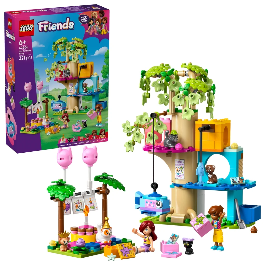 LEGO® Friends 42666 Kočičí narozeninová oslava a dům na stromě