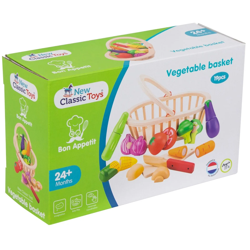 New Classic Toys Sada krájení - košík se zeleninou
