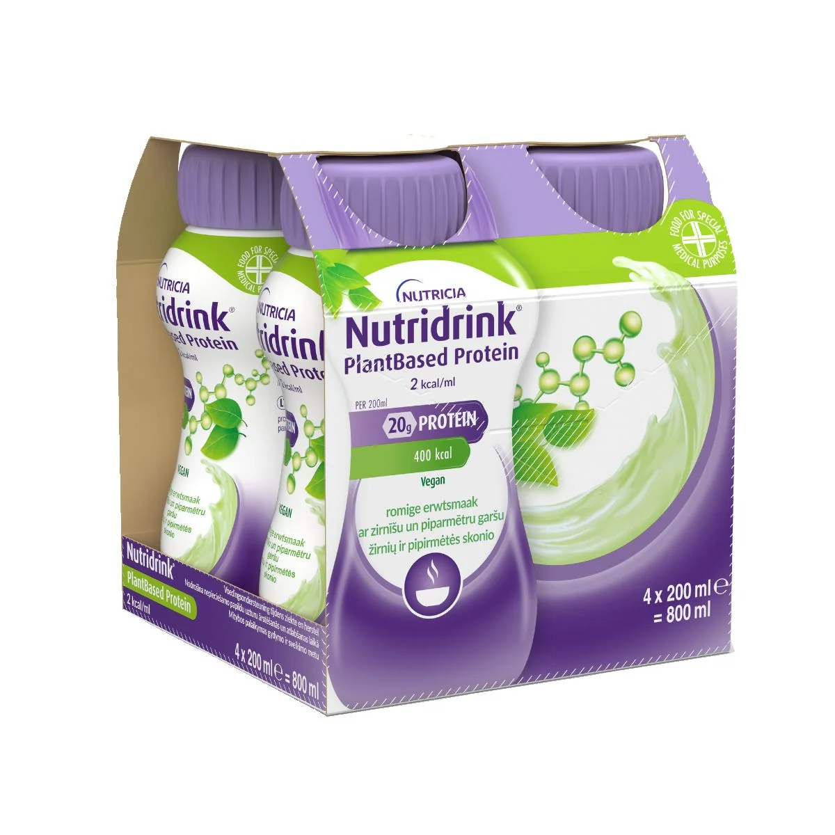 Nutridrink PlantBased Protein 2.0 s příchutí hrášek a máta 4x200 ml