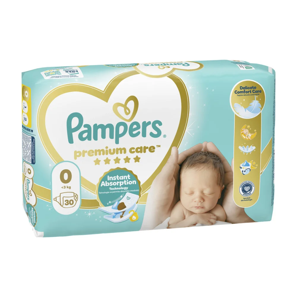 Pampers Premium Care vel. 0 do 3 kg dětské pleny 30 ks