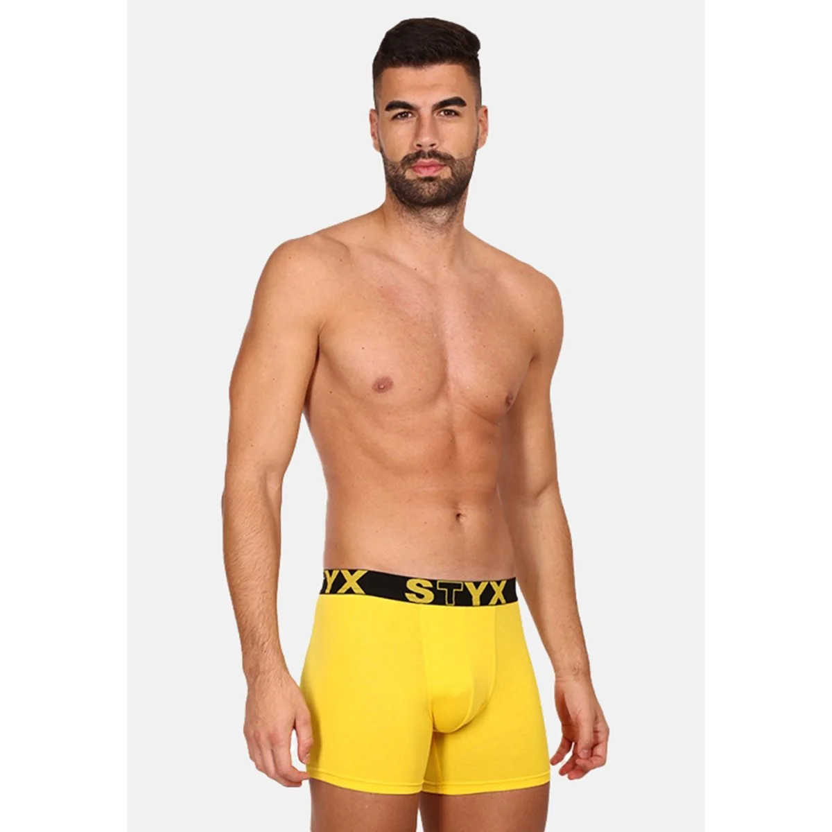 Styx Pánské boxerky long sportovní guma žluté (U1068) XXL
