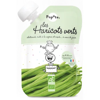 Popote BIO Kapsička Zelené fazolky pyré 4/6m+ 120 g