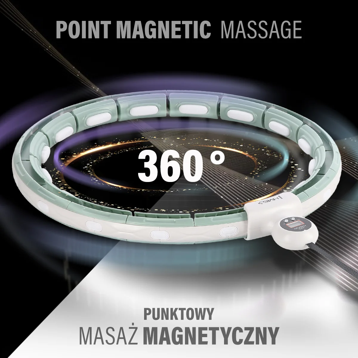 HMS Masážní hula hoop HHM15 se závažím, magnety a počítadlem zelená