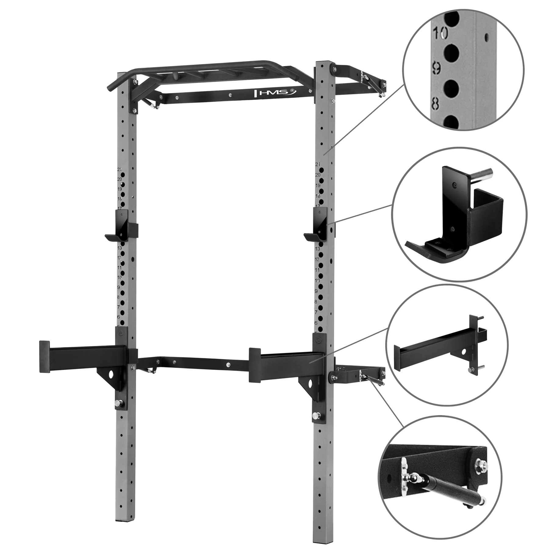 HMS Skládací posilovací klec - Power Rack KLT23 šedá